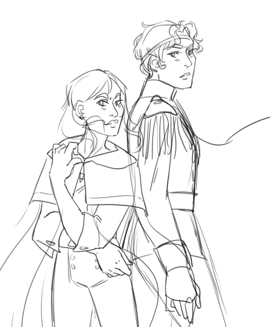 The sketch of the final illustration